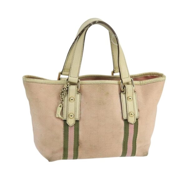GUCCI GG Canvas Hand Bag Pink Cream Gold 139261 Auth 103310 - Picture 1 of 16